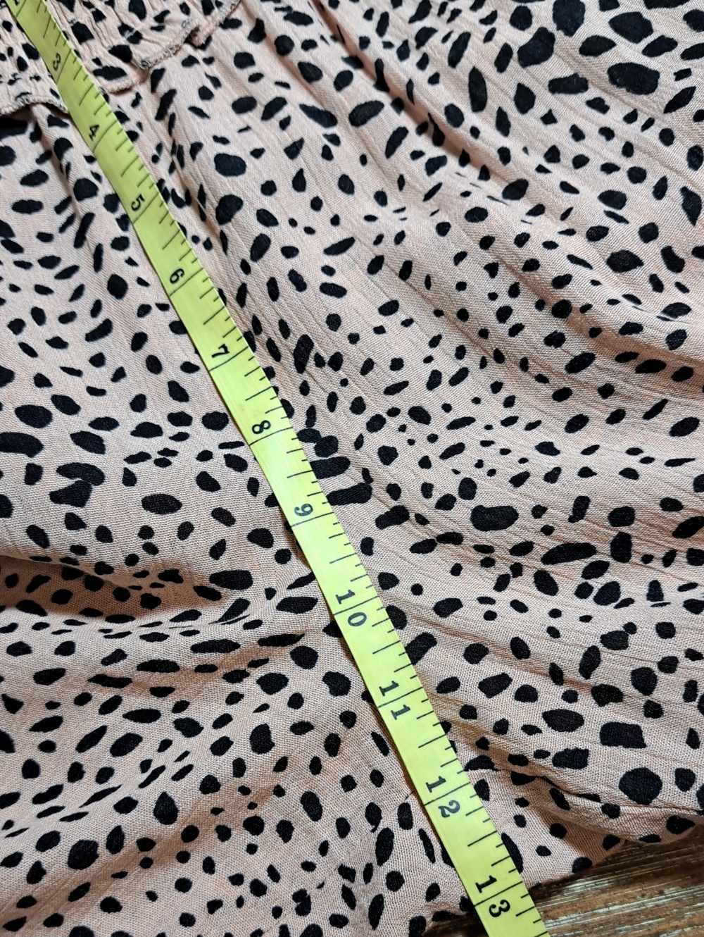 89th & Madison Pants Peachy Beige Black Leopard Print Smock Waist Wide Leg Large - Picture 9 of 11